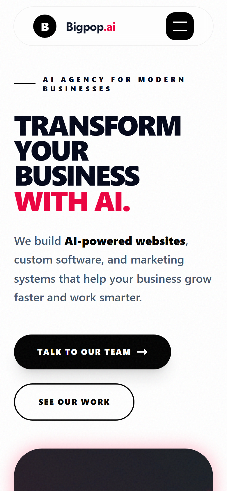 Bigpop.ai — AI-Powered Agency CRM mobile