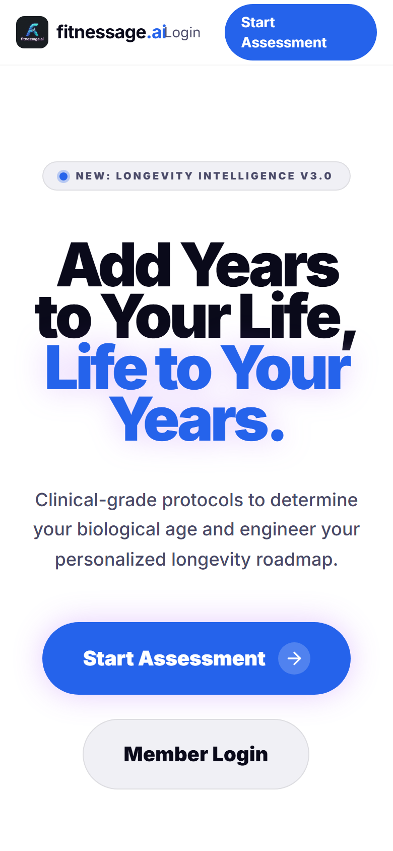 FitnessAge — AI Longevity Platform mobile